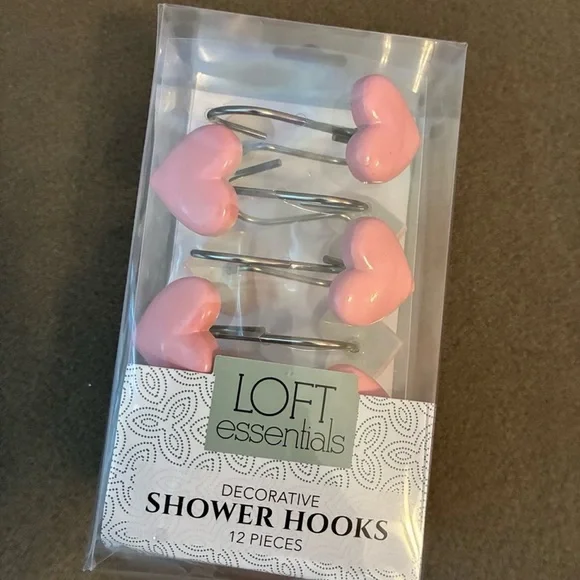 Pink hearts shower curtain hooks set - Picture 6 of 6